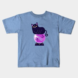 Black cat and crystal ball Kids T-Shirt